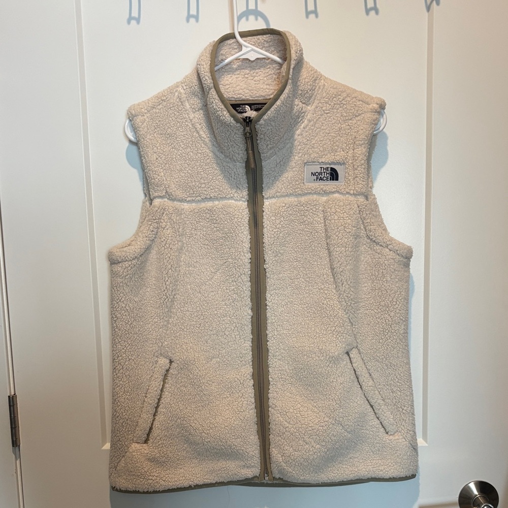 The North Face Women’s Cream Sherpa Vest with Zip